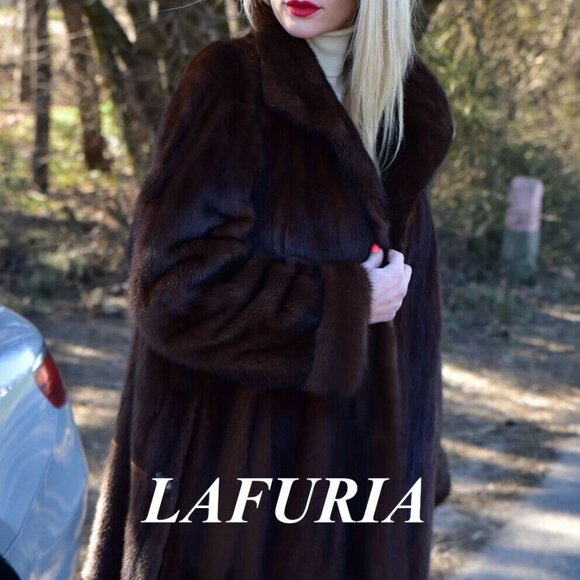 LAFURIA~ROYAL SAGA~BROWN~REAL MINK FUR~COAT/PONCHO~JACKET~LADIES L (10/12)~NWT - Picture 6 of 16